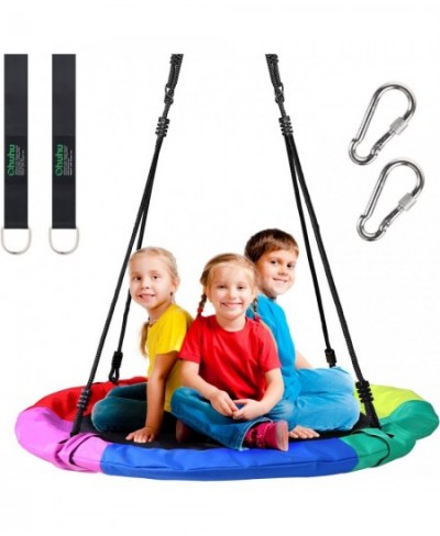 40" Saucer Tree Swing Outdoor Flying Saucer Rope Swing Platform Swing with Hanging Straps 330lb Weight Capacity Oxford Fabric...