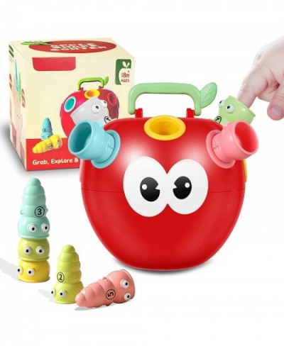 Montessori Toddlers Toy Funny Apple Shaped Catch Worms Game Toy Educational Learning Toy Simple Number & Color Matching Game ...