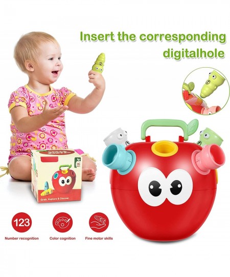 Montessori Toddlers Toy Funny Apple Shaped Catch Worms Game Toy Educational Learning Toy Simple Number & Color Matching Game ...