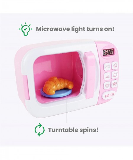 Pink Microwave Playset - 11 Pc Light & Sound Pretend Play Kitchen Toys Set with Play Food for Kids Ages 3+ $56.31 - Toy Kitch...