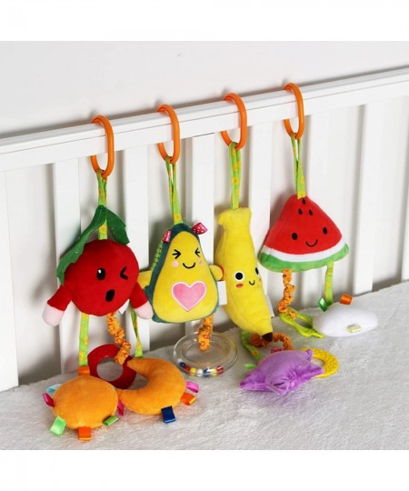 Baby Hanging Rattle Toys 4 Pack Car Seat Stroller Toys Soft Squeaky Toys for Baby Newborn Infant Car Bed Travel Activity Frui...