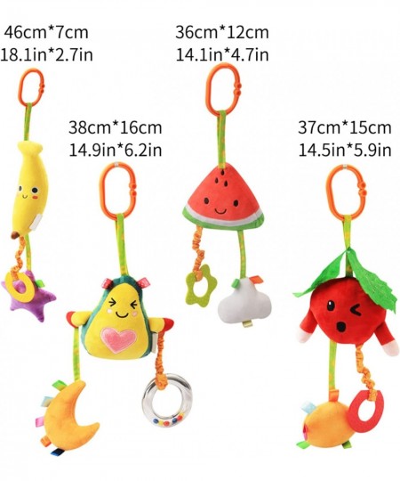 Baby Hanging Rattle Toys 4 Pack Car Seat Stroller Toys Soft Squeaky Toys for Baby Newborn Infant Car Bed Travel Activity Frui...