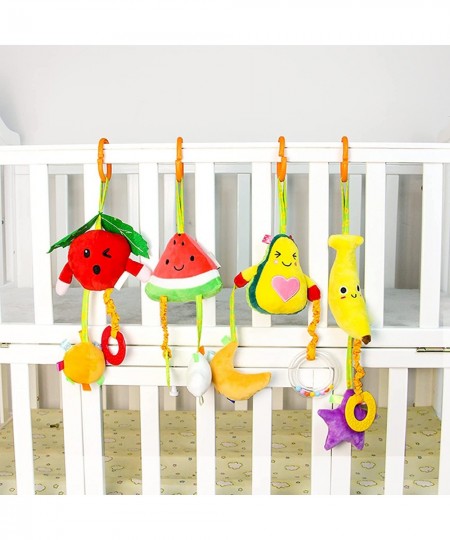 Baby Hanging Rattle Toys 4 Pack Car Seat Stroller Toys Soft Squeaky Toys for Baby Newborn Infant Car Bed Travel Activity Frui...