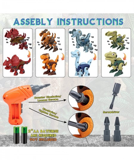 Dinosaur Toys for 3 4 5 6 7 Year Old Boys Take Apart Dinosaur Toy for Kid 3-5 5-7 Building Toy with Electric Drill Learning E...