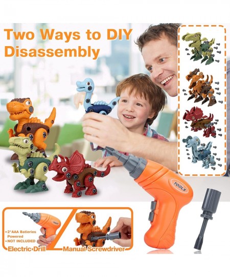 Dinosaur Toys for 3 4 5 6 7 Year Old Boys Take Apart Dinosaur Toy for Kid 3-5 5-7 Building Toy with Electric Drill Learning E...