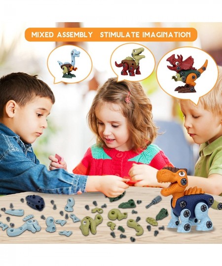 Dinosaur Toys for 3 4 5 6 7 Year Old Boys Take Apart Dinosaur Toy for Kid 3-5 5-7 Building Toy with Electric Drill Learning E...