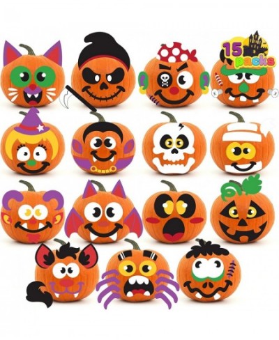 15 Packs Halloween Foam Pumpkin Decoration Stickers Pumpkin Foam Stickers in 15 Designs with 5 Small Foam Stickers Halloween ...