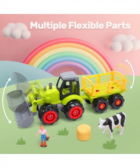 Farm Toy Tractor Take Apart Toys W/ Electric Drill Play Farm Toy Set with Farm Vehicle Toy Truck W/ Trailers Farm Animal Figu...