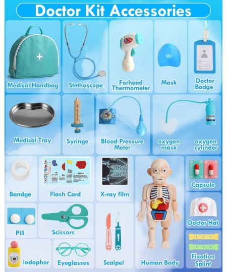 Doctor Kit for Kids Realistic 36PCS Kids Doctor Kit Wooden Doctor Pretend Playset for Toddlers 3-5 Medical Kits Toy for Boys ...