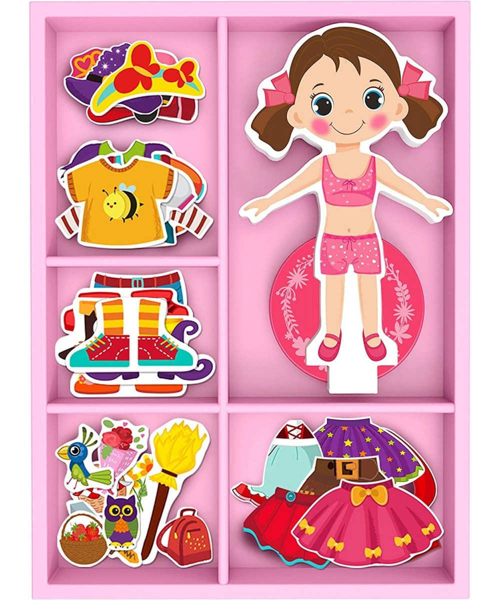 Magnetic Wooden Dress-Up Dolls Toy | Pretend Play Set Includes: 1 Wood Doll with 30 Assorted Costume Dress Ideas | Not Your A...