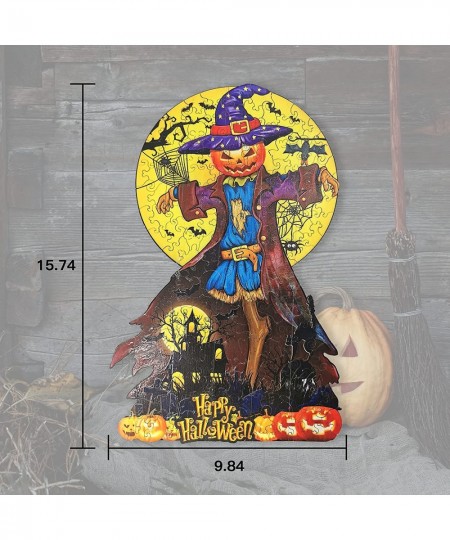 Halloween Wooden Puzzles for Adults Unique Shaped Jigsaw Puzzle Colorful Ghost Pattern Best Gift for Children and Teens Fun F...