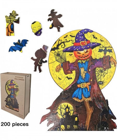 Halloween Wooden Puzzles for Adults Unique Shaped Jigsaw Puzzle Colorful Ghost Pattern Best Gift for Children and Teens Fun F...