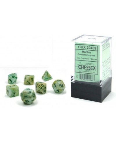 Dice Set – 10mm Marble Green/Dark Green Plastic Polyhedral Dice Set – Dungeons and Dragons D&D DND TTRPG Dice – Includes 7 Di...