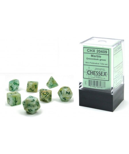 Dice Set – 10mm Marble Green/Dark Green Plastic Polyhedral Dice Set – Dungeons and Dragons D&D DND TTRPG Dice – Includes 7 Di...