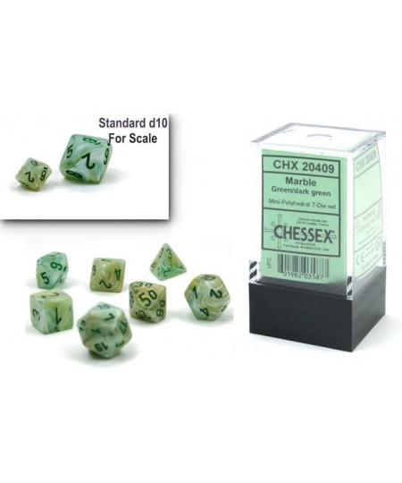 Dice Set – 10mm Marble Green/Dark Green Plastic Polyhedral Dice Set – Dungeons and Dragons D&D DND TTRPG Dice – Includes 7 Di...