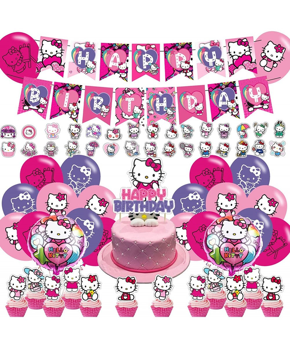 Hello Kitty Party Decorations Birthday Party Supplies For Hello Kitty Party Supplies Includes Banner - Cake Topper - 12 Cupca...