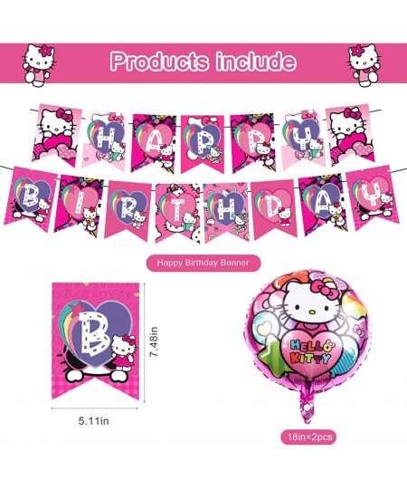 Hello Kitty Party Decorations Birthday Party Supplies For Hello Kitty Party Supplies Includes Banner - Cake Topper - 12 Cupca...