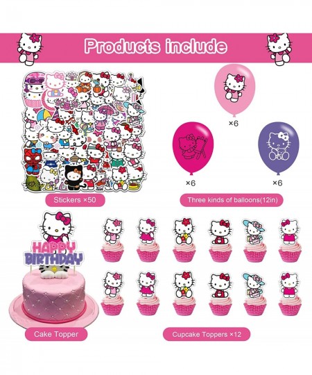 Hello Kitty Party Decorations Birthday Party Supplies For Hello Kitty Party Supplies Includes Banner - Cake Topper - 12 Cupca...