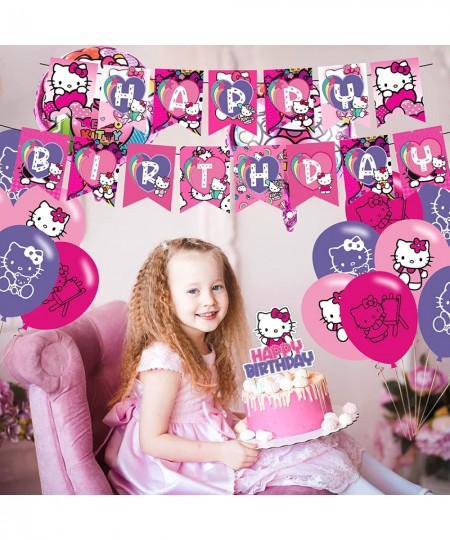 Hello Kitty Party Decorations Birthday Party Supplies For Hello Kitty Party Supplies Includes Banner - Cake Topper - 12 Cupca...