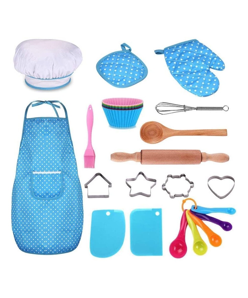 Kids Cooking and Baking Set - 25Pcs Kids Chef Role Play Includes Apron for Little Boys Girls Chef Hat Utensils Cake Cutter Si...