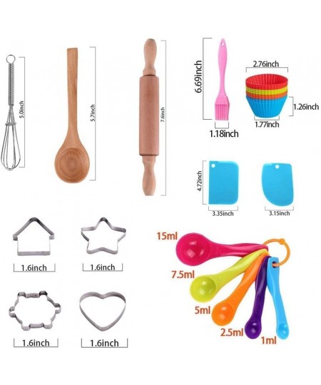 Kids Cooking and Baking Set - 25Pcs Kids Chef Role Play Includes Apron for Little Boys Girls Chef Hat Utensils Cake Cutter Si...