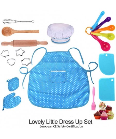 Kids Cooking and Baking Set - 25Pcs Kids Chef Role Play Includes Apron for Little Boys Girls Chef Hat Utensils Cake Cutter Si...