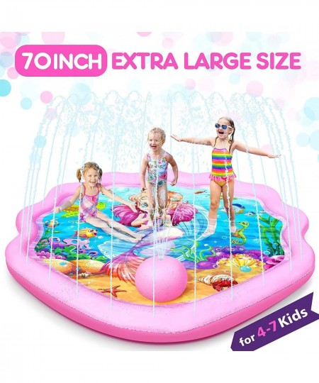 Splash Pad Sprinkler for Kids丨70'' Large Splash Play Mat Outdoor Water Toys丨Mermaid Design Children’s Sprinkler Pool Kiddie B...