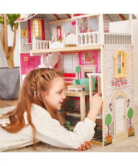 Wooden Dollhouse with Elevator Dream Doll House for Little Girls 5 Year Olds $141.90 - Dollhouses