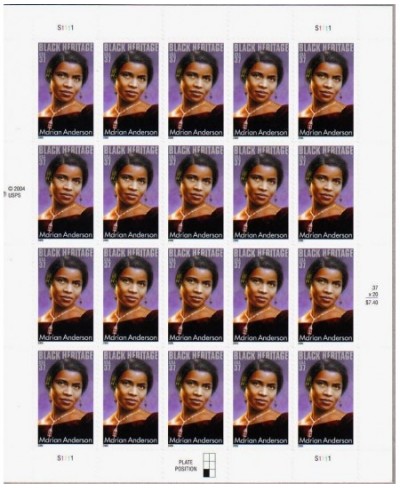 2005 MARIAN ANDERSON ~ BLACK HERITAGE ~ CONTRALTO 3896 Pane of 20 x 37 cents US Postage Stamps $34.27 - Collectibles Display ...