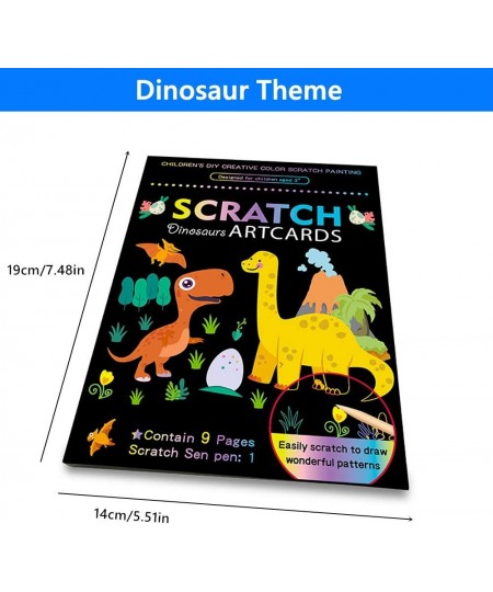 Dinosaur Magic Scratch Art for Kids 9 Sheets Double Sided Jurassic Theme Scratch Paper Cards Scratch Art Crafts & Scratch Sti...