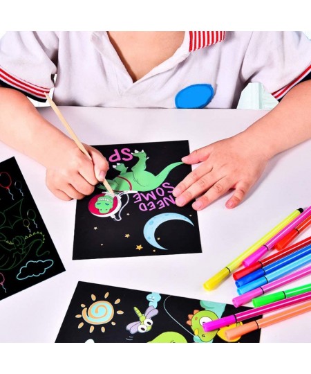 Dinosaur Magic Scratch Art for Kids 9 Sheets Double Sided Jurassic Theme Scratch Paper Cards Scratch Art Crafts & Scratch Sti...