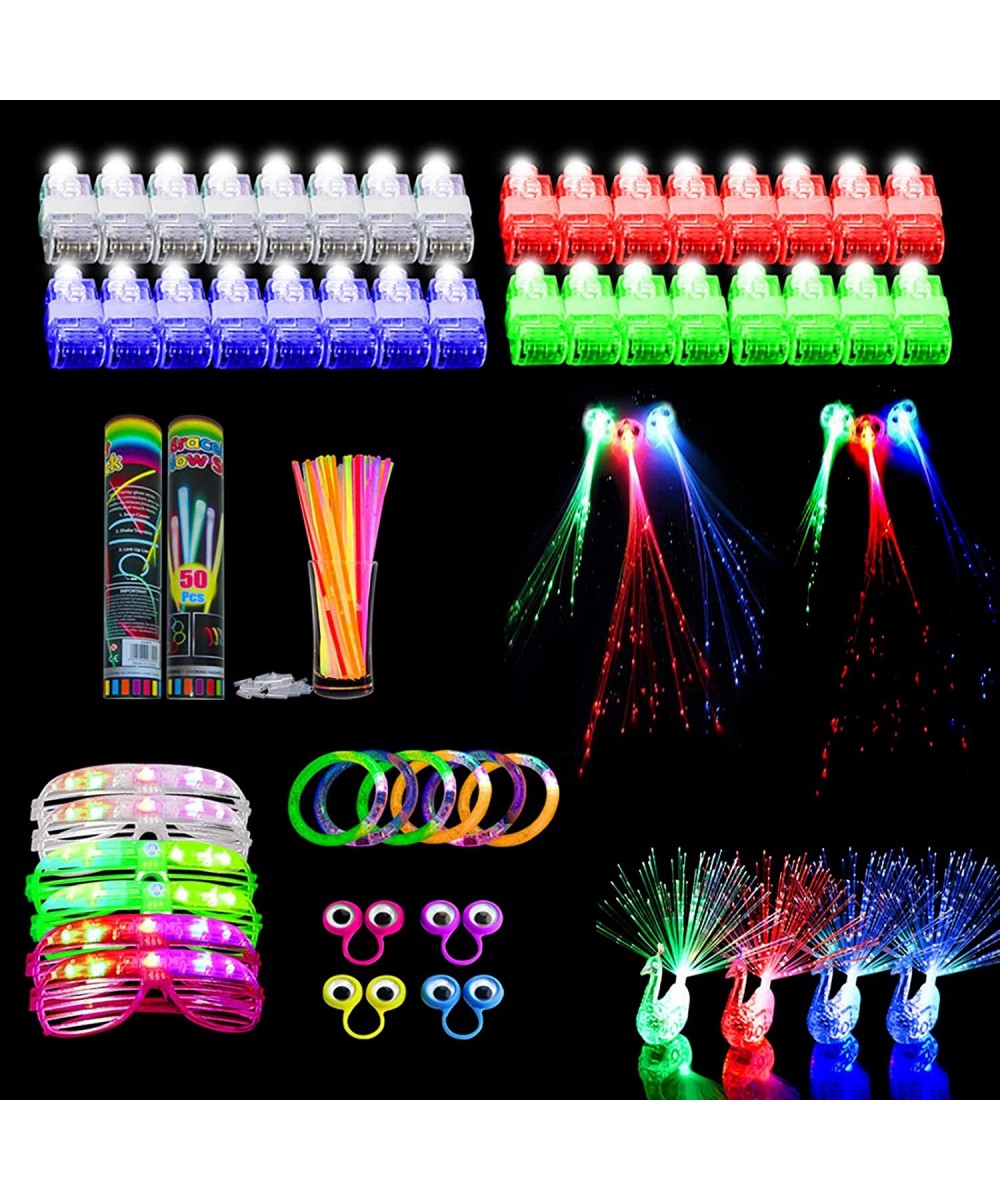 108pcs Glow Party Favors Light Up Toys for Kids with 32 Led Finger Lights 50 Glow Sticks 6 Led Glasses 6 Light Up Bracelets 6...