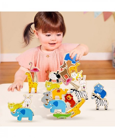 Wooden Animal Blocks Stacking and Balancing Toy Toddler Big Wood Animal Figures Blocks Preschool Educational Toys and Stack B...