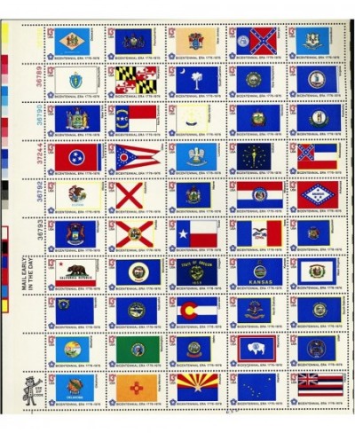 1976 State Flags - Full Sheet of 50 x 13 Cent Stamps - Scott 1633-82 $21.95 - Collectibles Display & Storage