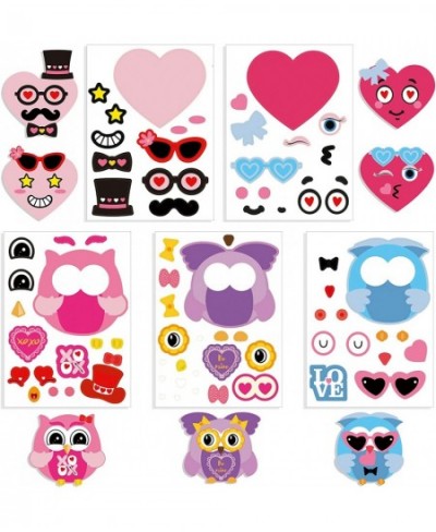 30 Sheets Valentine Stickers for Kids Make a Owl Crafts Valentines Day Gifts for Kids Heart Stickers for Kids Make Your Own D...