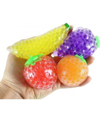 4 Fruit Water Bead Filled Squeeze Stress Balls - Fruit Squishy Toy - Sensory Fidget Banana Strawberry Grapes Orange - Gel Bal...