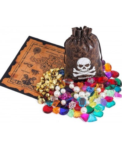 Kids Pirate Treasures Pirate Party Favors include Colorful Treasure Gems Gold Nuggets Plastic Pearls Treasure Map and Pirate ...