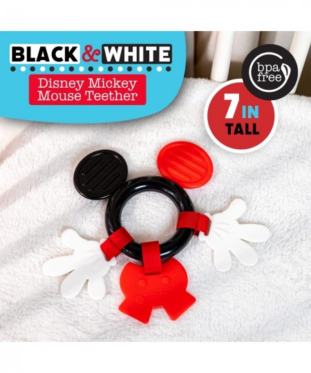 Disney Baby Mickey Mouse Teether Black & White High Constrast Toy Boys and Girls Ages 0+ Stroller On The Go Activity Toy Mult...