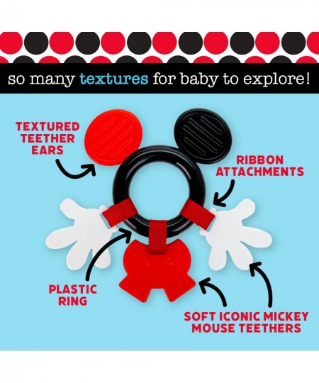 Disney Baby Mickey Mouse Teether Black & White High Constrast Toy Boys and Girls Ages 0+ Stroller On The Go Activity Toy Mult...