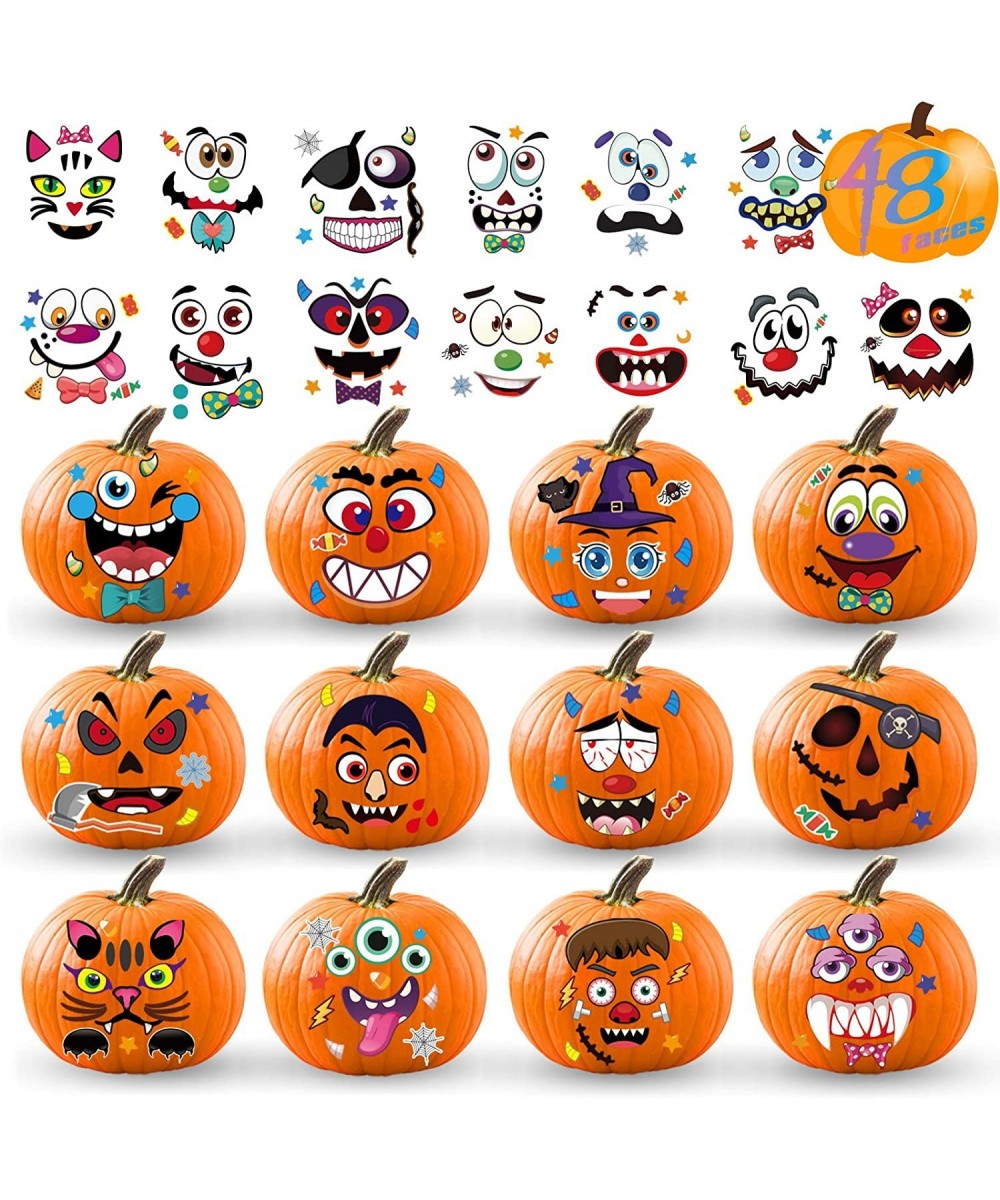 Halloween Pumpkin Decorating Stickers Kit Make 48 Different Faces Jack O Lantern Decorations DIY Craft Pumpkin Decorations St...