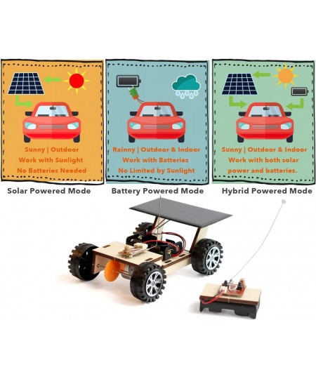 Solar & Wireless Remote Control Wooden Off-Roader Car to Build Science Project Experiment Kit for Kids Boys Girls and Adult I...