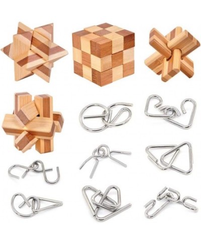 Bamboo 3D Puzzle Metal Brain Teasers Puzzles Mind Game Toys Set for Teens and Adults Pack of 12pcs $28.16 - Brain Teaser Puzzles