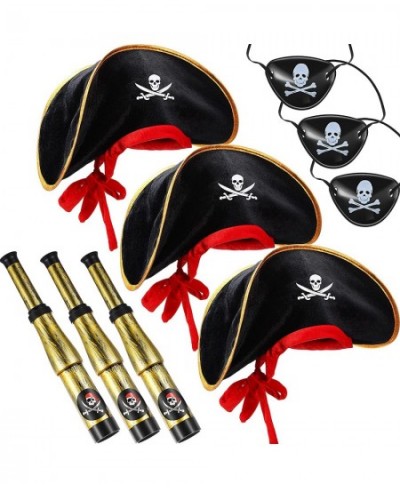 9 Pieces Pirate Costume Accessories Telescopes Eye Patches for Halloween Cosplay $29.78 - Kids' Party Hats