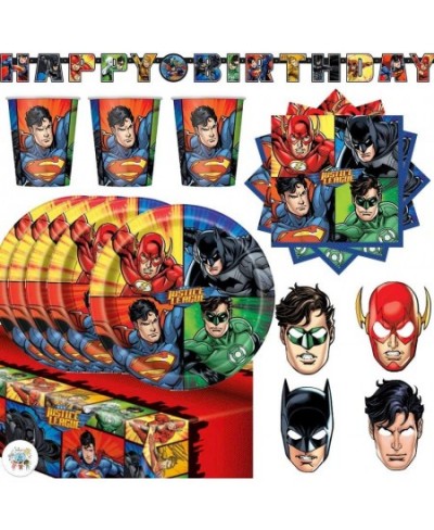 Justice League Birthday Party Supplies Pack For 16 Guests With Justice League Masks Plates Napkins Cups Table Cover Birthday ...