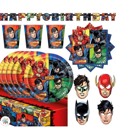 Justice League Birthday Party Supplies Pack For 16 Guests With Justice League Masks Plates Napkins Cups Table Cover Birthday ...