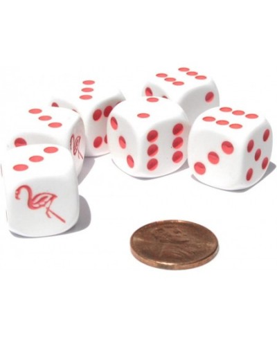 Set of 6 Flamingo 16mm D6 Round Edged Koplow Animal Dice - White with Pink Pips $16.64 - Game Accessories