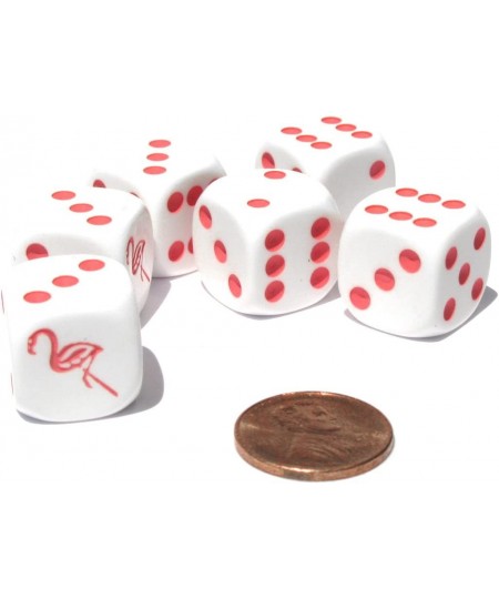 Set of 6 Flamingo 16mm D6 Round Edged Koplow Animal Dice - White with Pink Pips $16.64 - Game Accessories