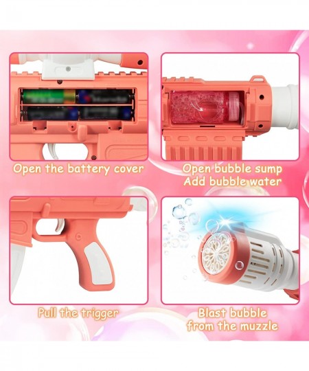 Automatic Continuous Bubble Machine Gun (Not Included Batteries) Rechargeable Bubble Maker Bubble Gun with LED Lights for Wed...