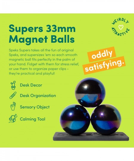 Supers 33mm Magnets Balls Fidget Toys for Adults Set of 3 with Display Plate Great Office Desk Decorations and Stress Relief ...