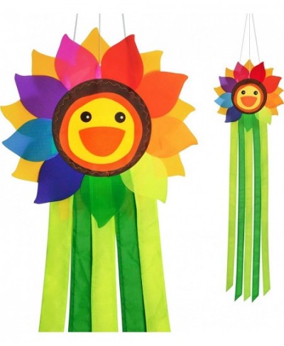 42-inches Smiling Sunflower Rainbow Windsock Hanging Décor Fall Autumns Outdoor Windsock for Garden Backyard Balcony Porch Ca...